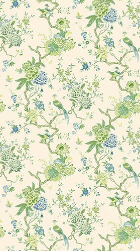 GP&J Baker - Original Oriental Bird Green Blue BW45128-1