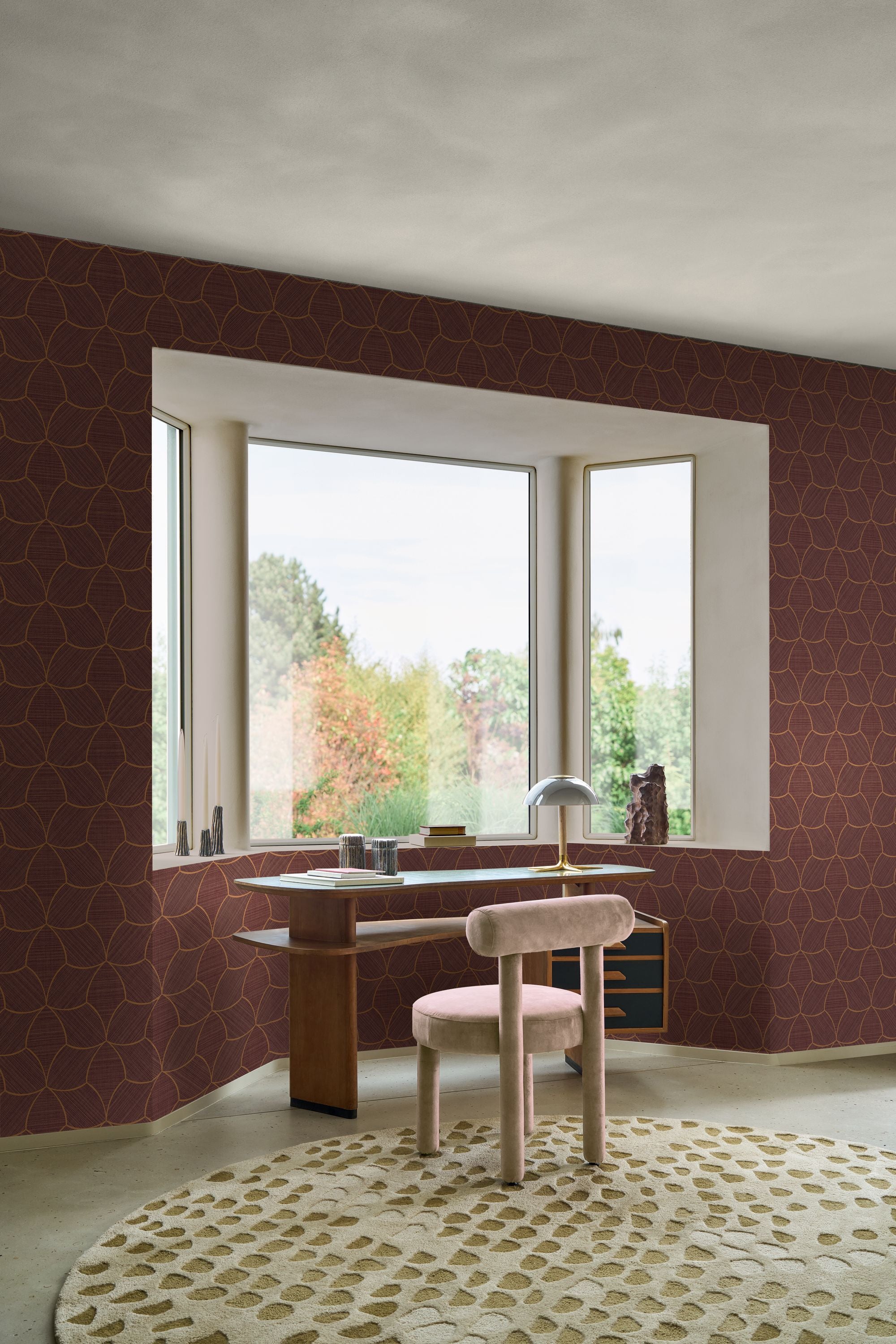 Casamance Tressana Pourpre/Cuivré