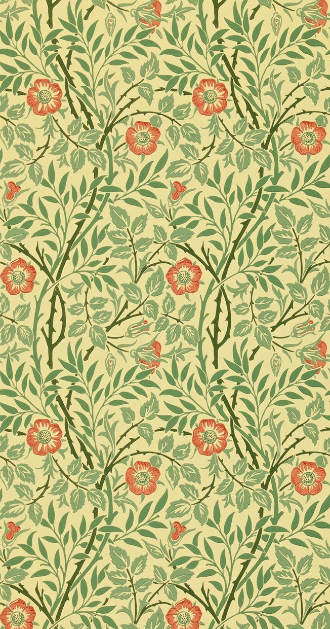 Morris & Co - Sweet Briar Green/Rust Morris and Friends Wallpa
