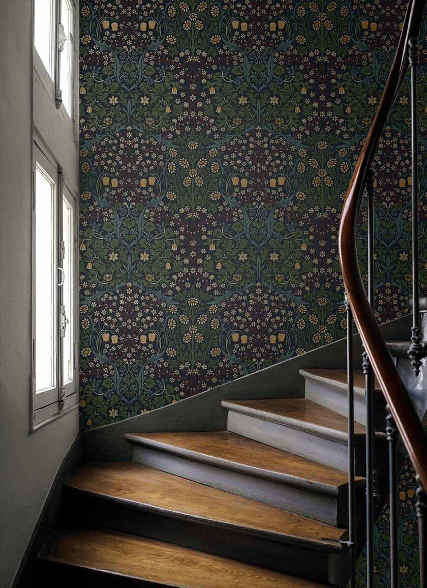 Peel & Stick Victorian Garden Midnight Blue & Evergreen NW44522