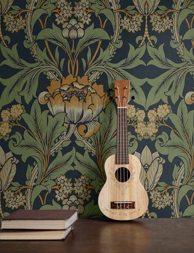 Carma - Peel & Stick Primrose Floral Midnight Blue & Goldenrod NW44404