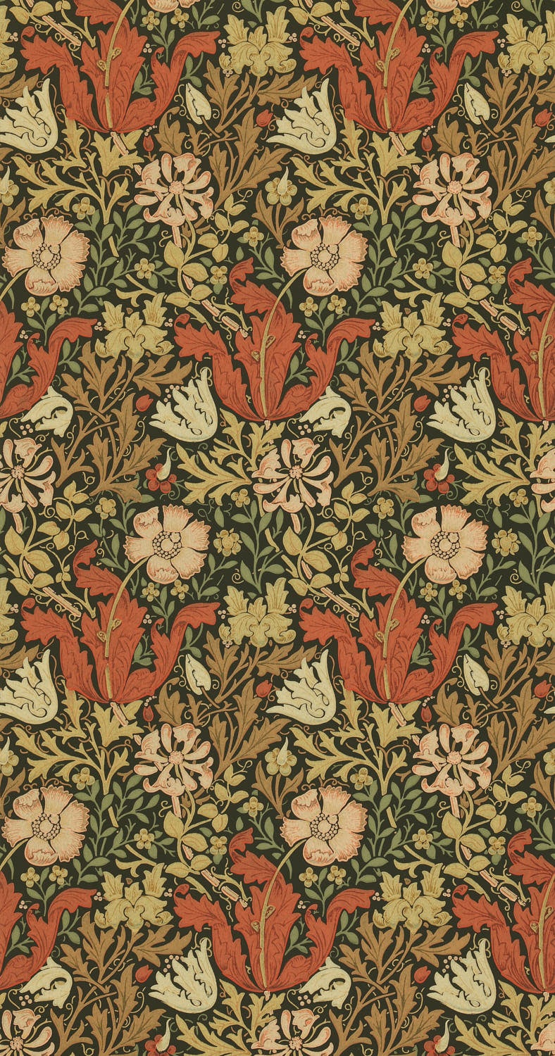 Morris & Co - Compton Brown/Orange Morris and Friends Wallpa