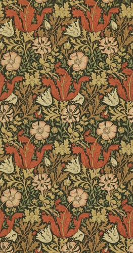 Morris & Co - Compton Brown/Orange Morris and Friends Wallpa