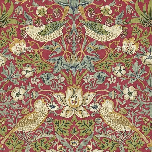 Morris & Co - Strawberry Thief Crimson/ Morris 160th Anniversary