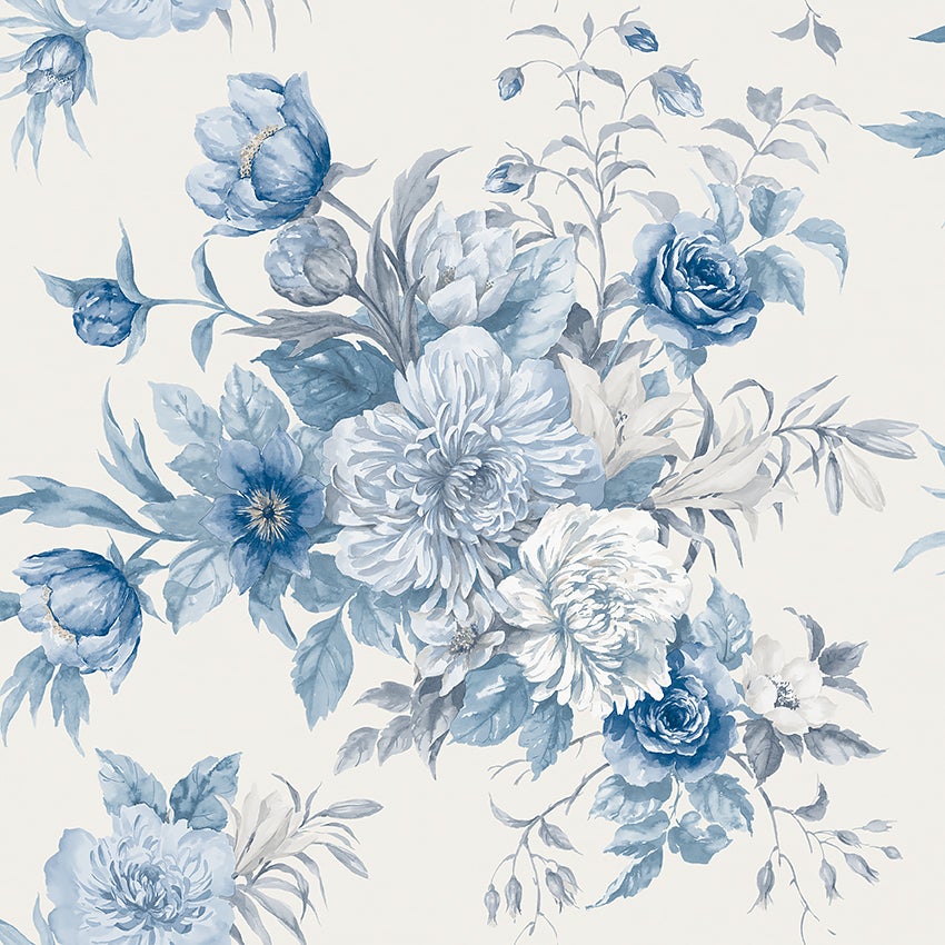 Boråstapeter - Floral Charm - Blue & White