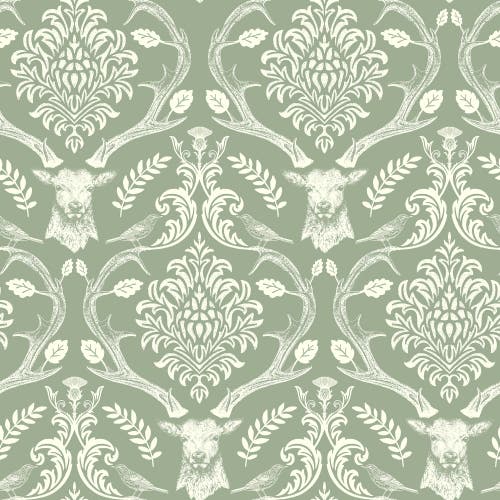 Stag Damask Sage Green