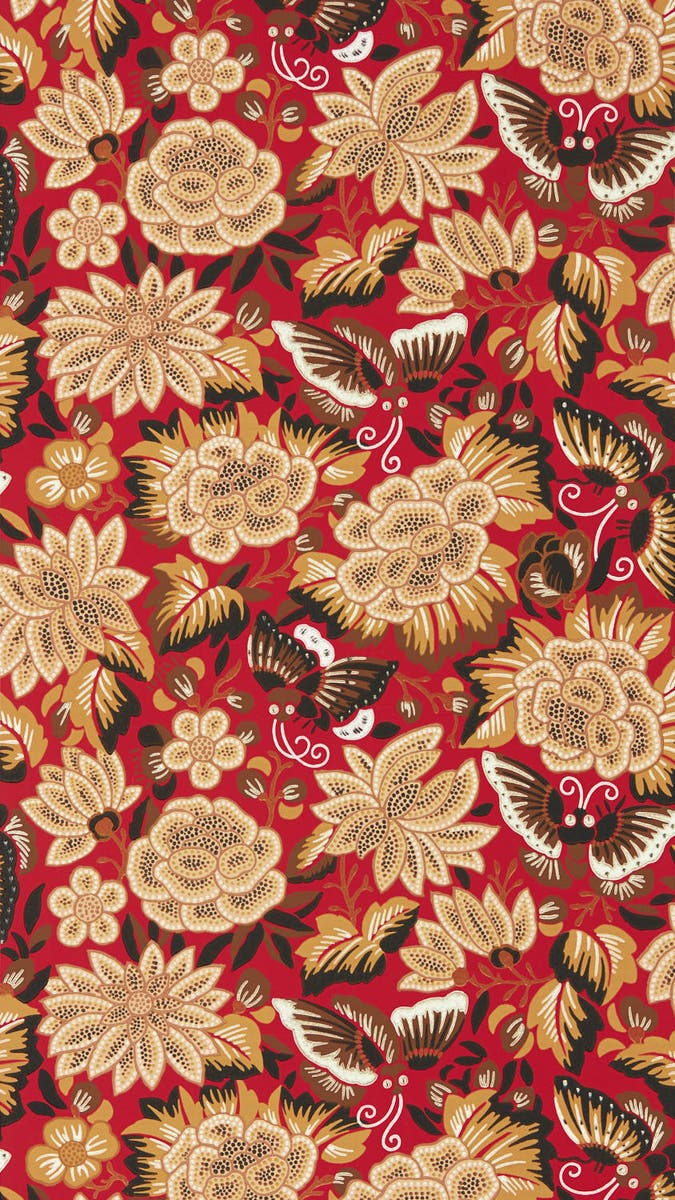 Sanderson - Amara Butterfly Cinnabar/ Water Garden Wallpapers
