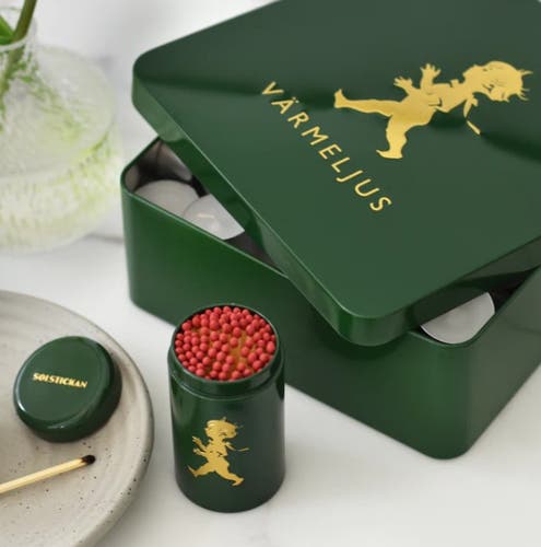 Värmeljuslåda Grön/Guld