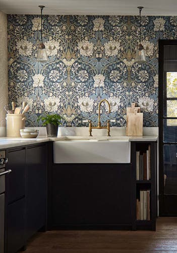 Morris & Co - Honeysuckle & Tulip Woad/ Morris and Friends Wallpa