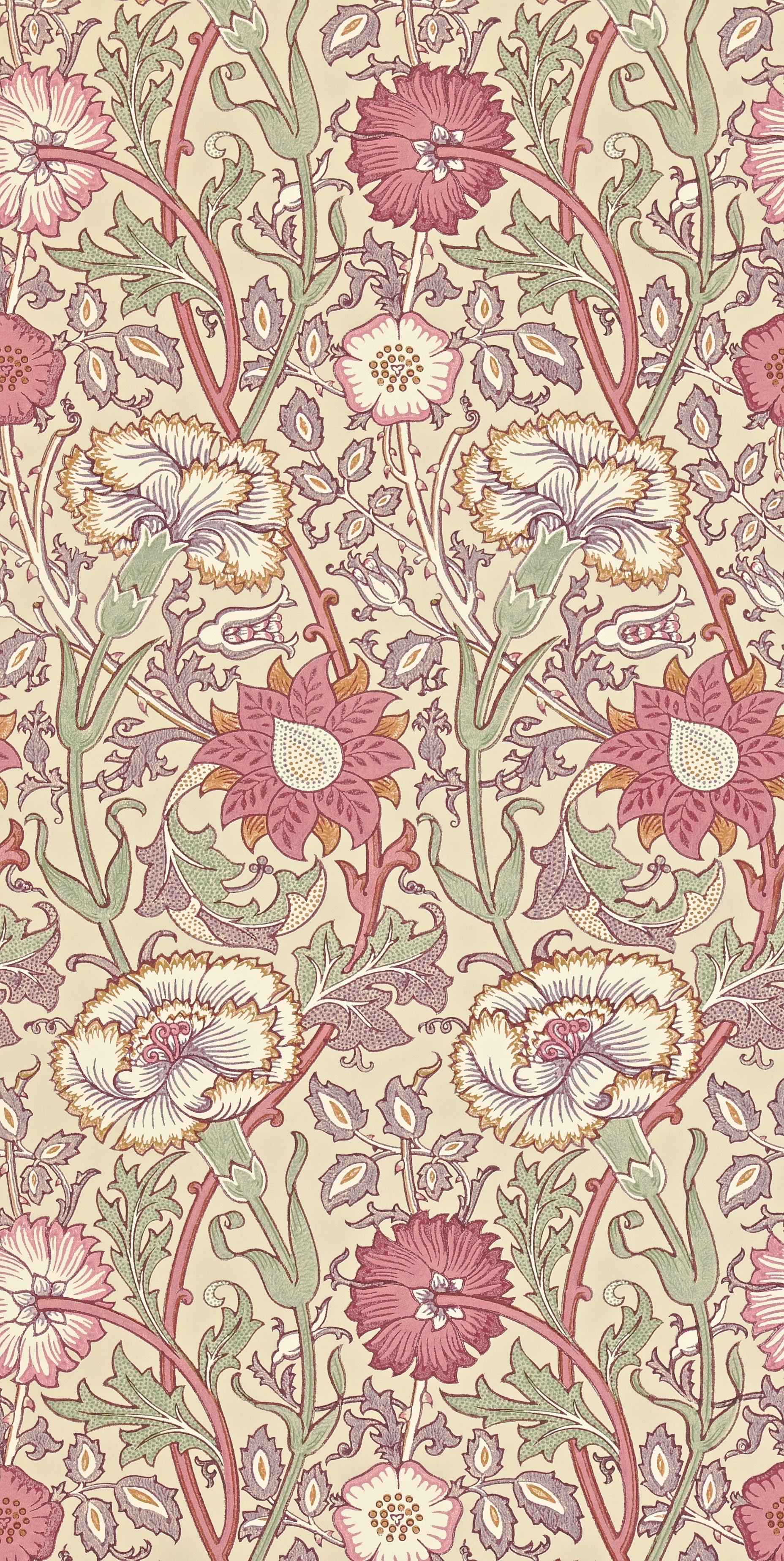 Morris & Co - Pink & Rose Manilla/White Morris and Friends Wallpa