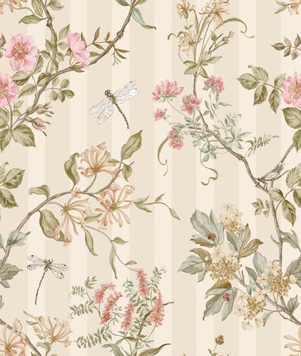 Intrade - Camberley Cream Coral Tales of the Manor Tapet