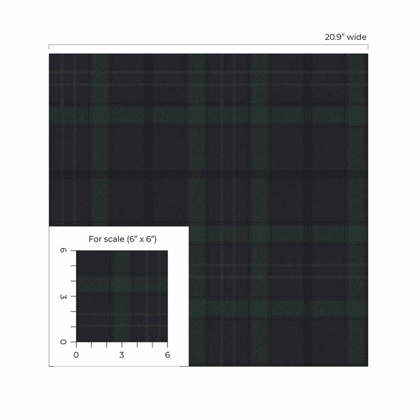 Carma - Peel & Stick Tailor Plaid Dark Blue & Evergreen NW54302