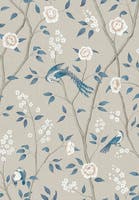 Paradise Birds - Blue & White