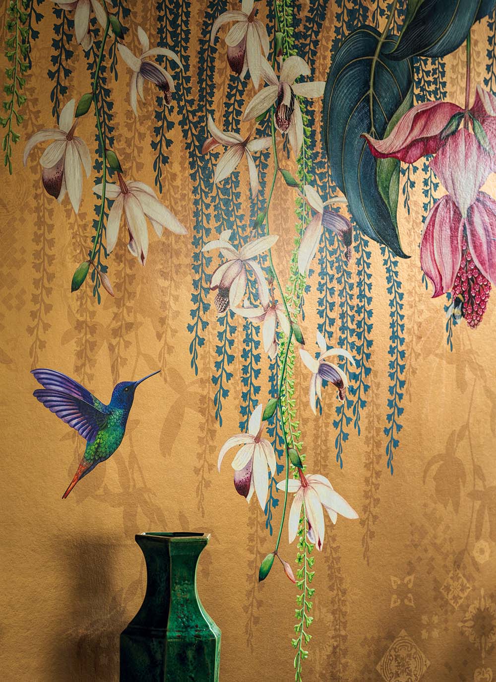 Osborne & Little - Ananda Trailing Orchid Metallic Gold