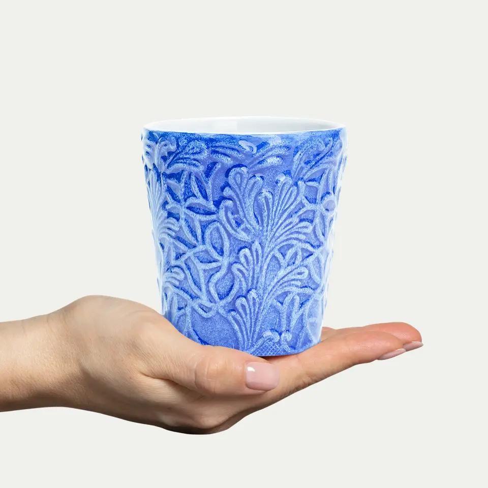 Lace Mugg 30 cl Ljusblå