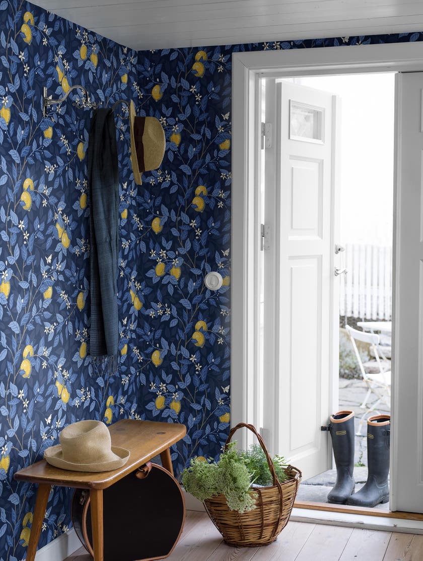 Boråstapeter - Citronträd - Blue & White
