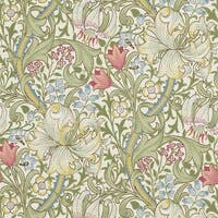 Golden Lily Green/Red The Craftsman Wallpapers