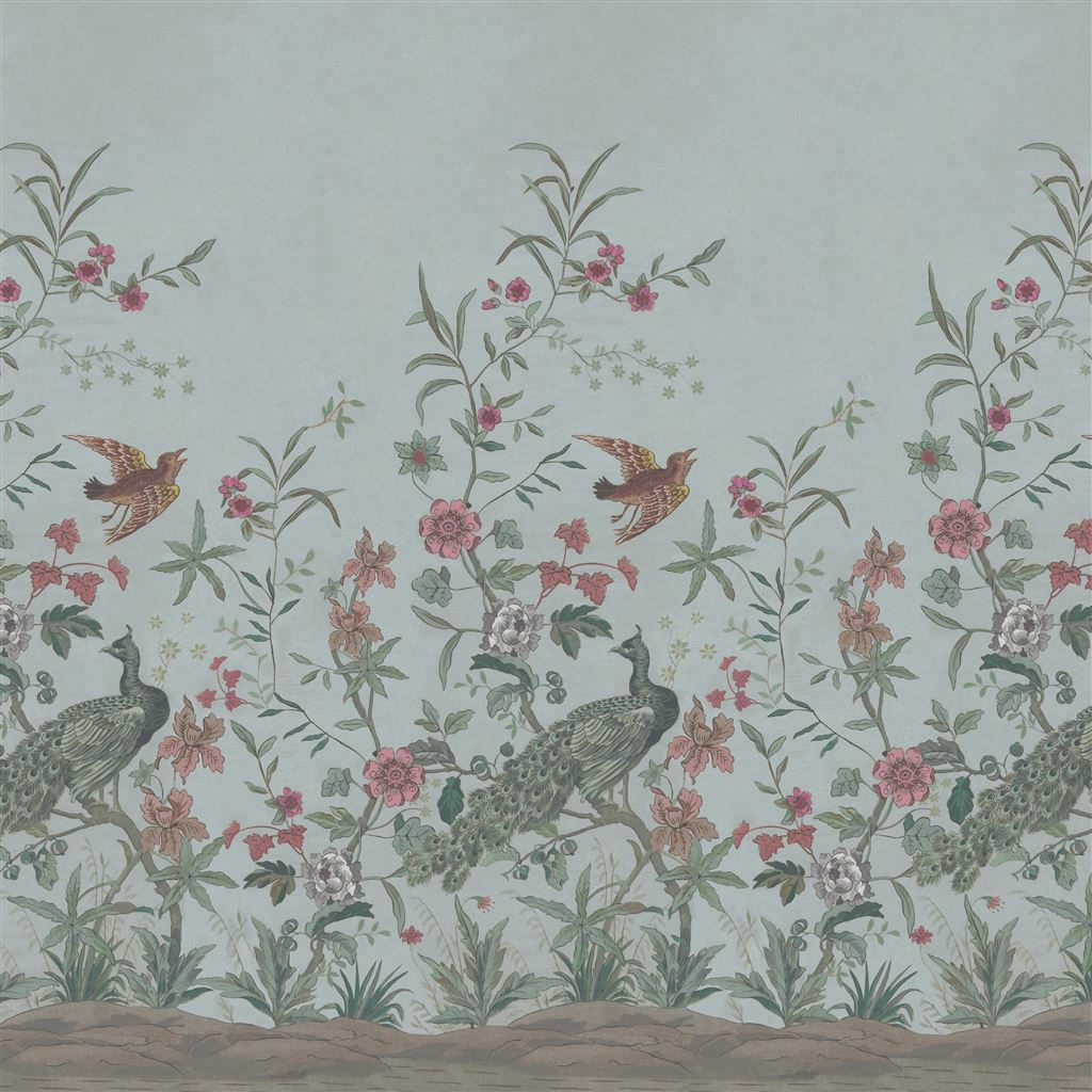 Peacock Toile Scene 2 Picture Book Wallpapers I