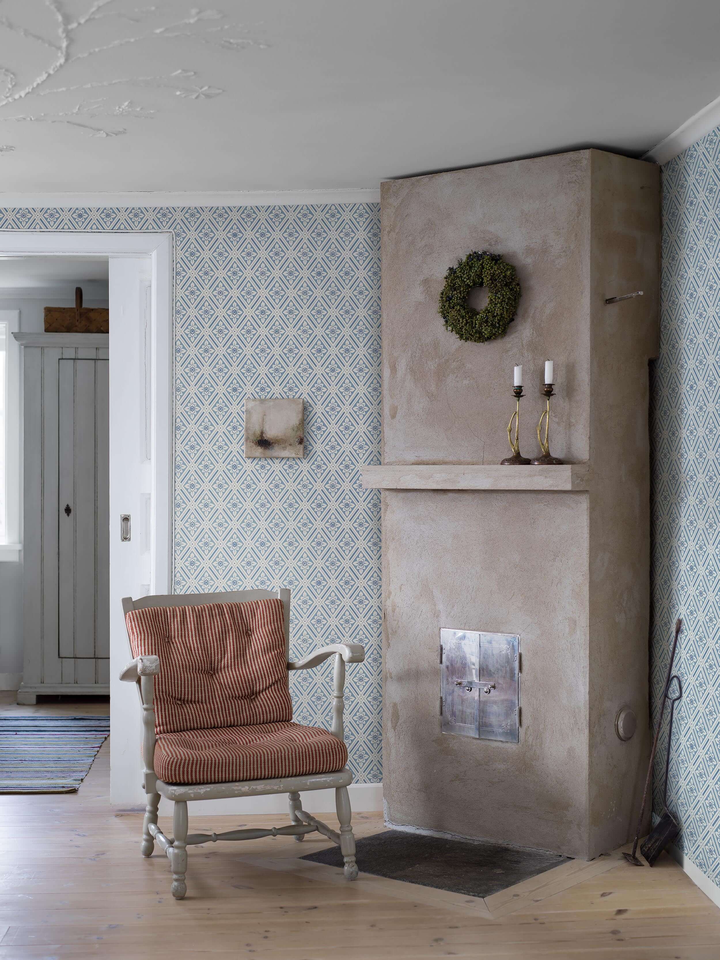 Boråstapeter - Ester - Blue & White