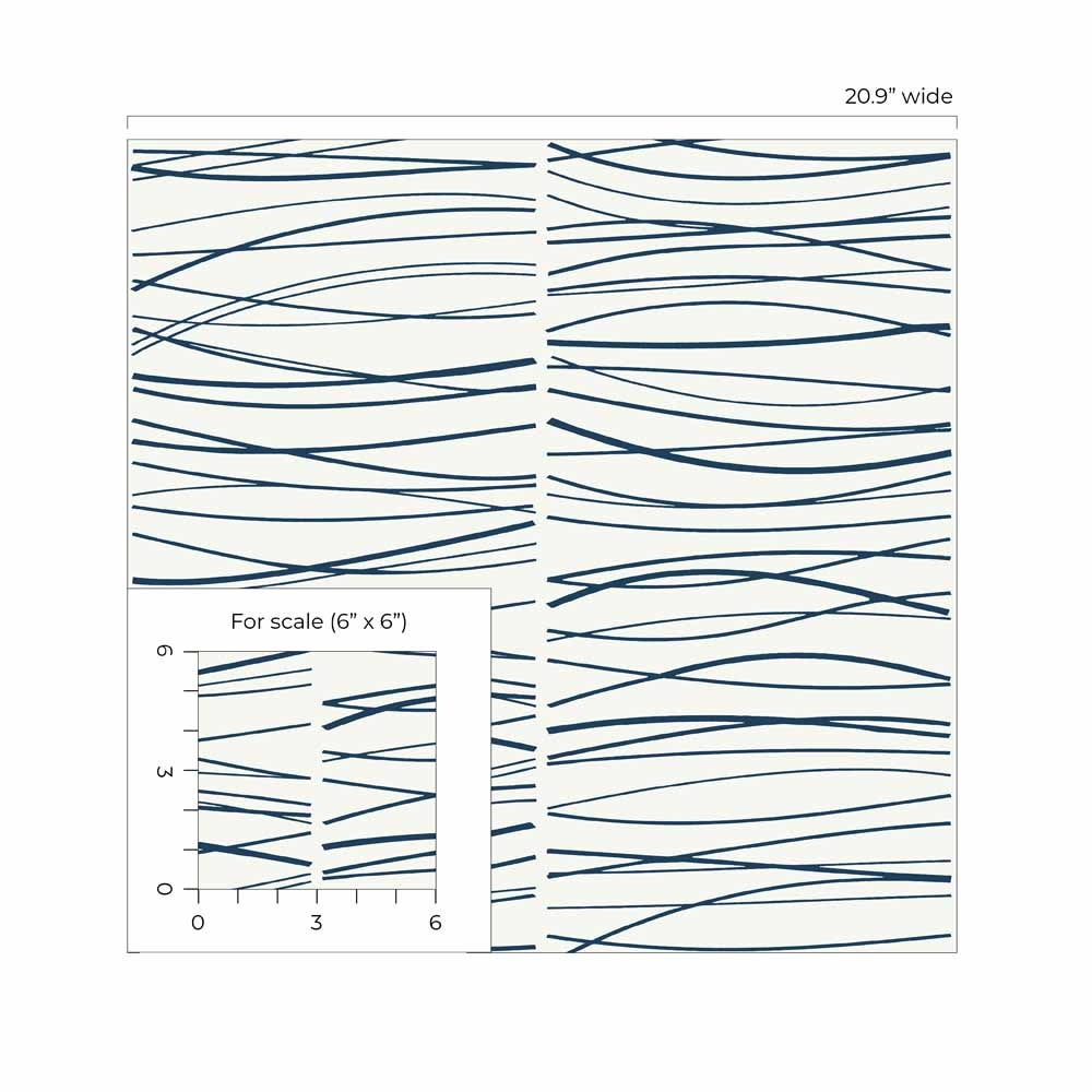 Carma - Peel & Stick Wave Lines Blue NW55602