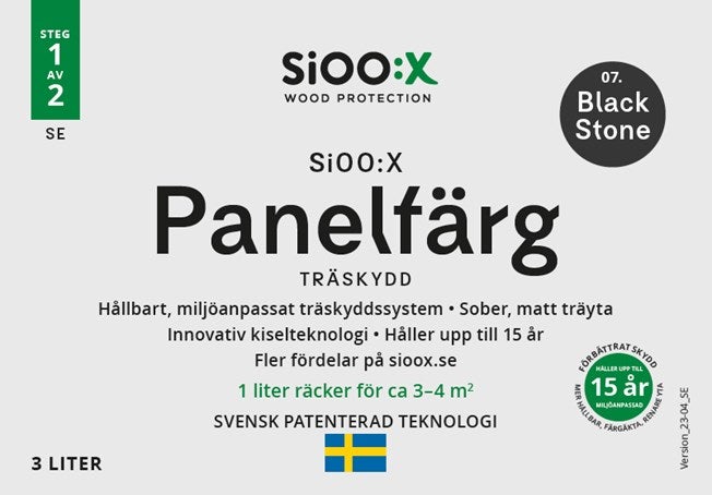 SiOO:X Panelfärg Träskydd - 3L - Black Stone 07