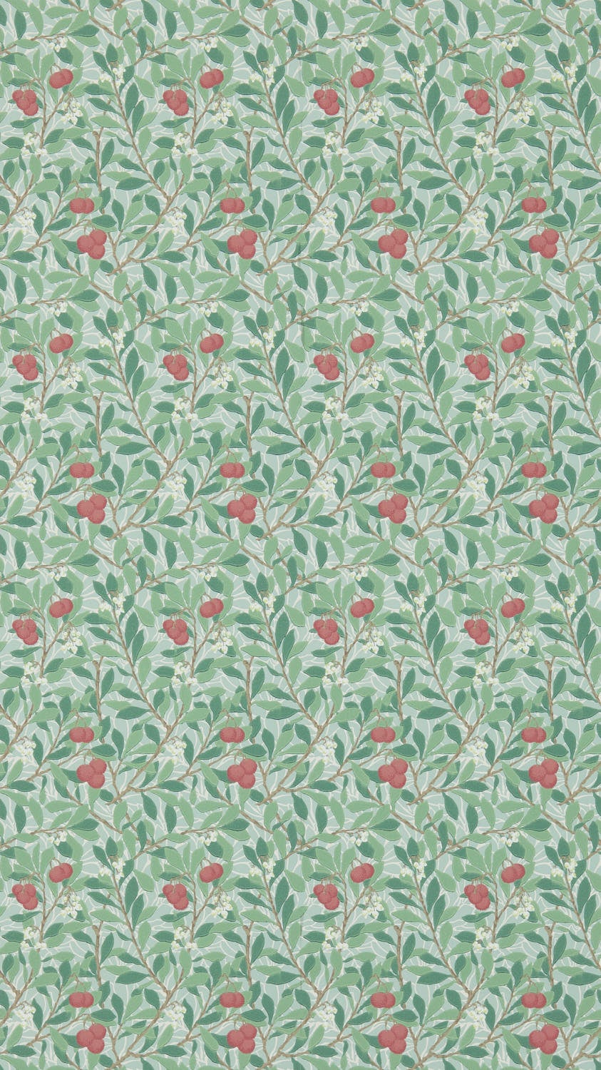Morris & Co - Arbutus Thyme/Coral Morris and Friends Wallpa