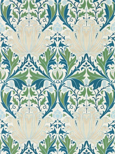 Morris & Co - Helena Indigo/Forest Morris and Friends Wallpa