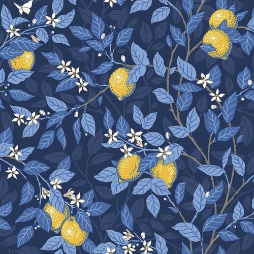 Boråstapeter - Citronträd - Blue & White