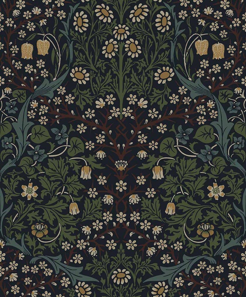 Peel & Stick Victorian Garden Midnight Blue & Evergreen NW44522