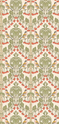 GP&J Baker - Brantwood Birds & Cherries Red Green BW45100-1