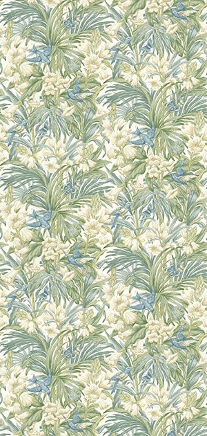 GP&J Baker - Brantwood Trumpet Flowers Blue Green BW45103-2