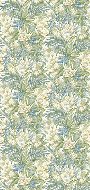 GP&J Baker - Brantwood Trumpet Flowers Blue Green BW45103-2