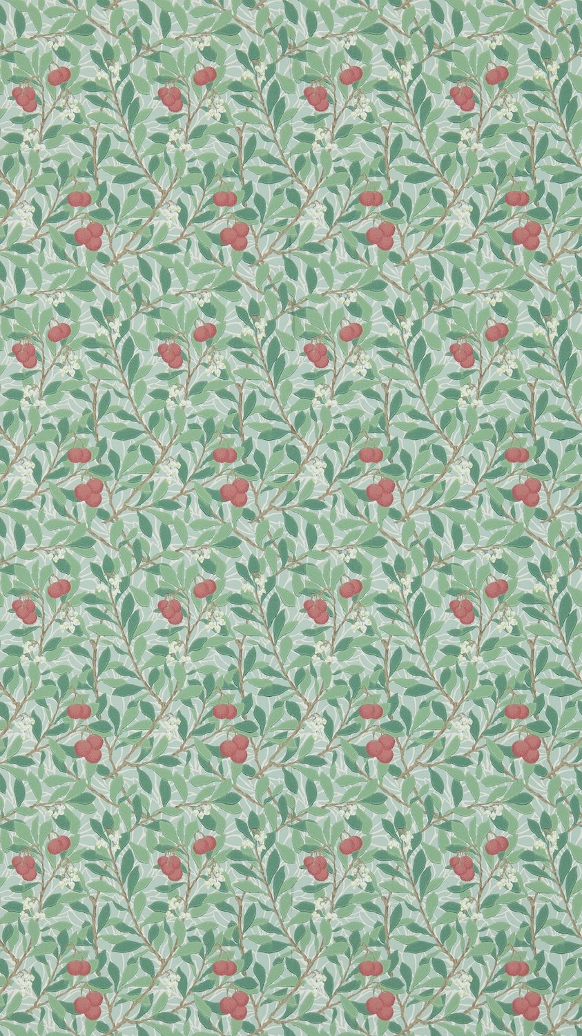Morris & Co - Arbutus Thyme/Coral Morris and Friends Wallpa