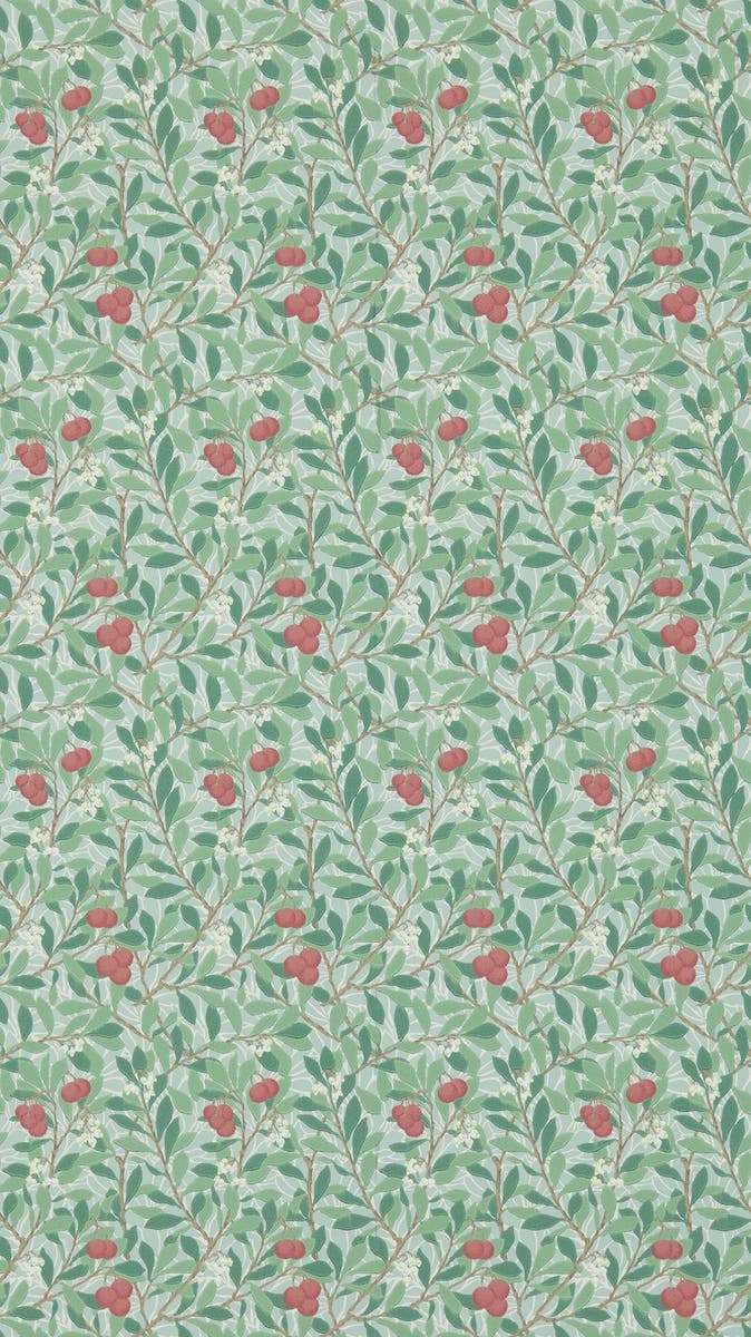 Morris & Co - Arbutus Thyme/Coral Morris and Friends Wallpa