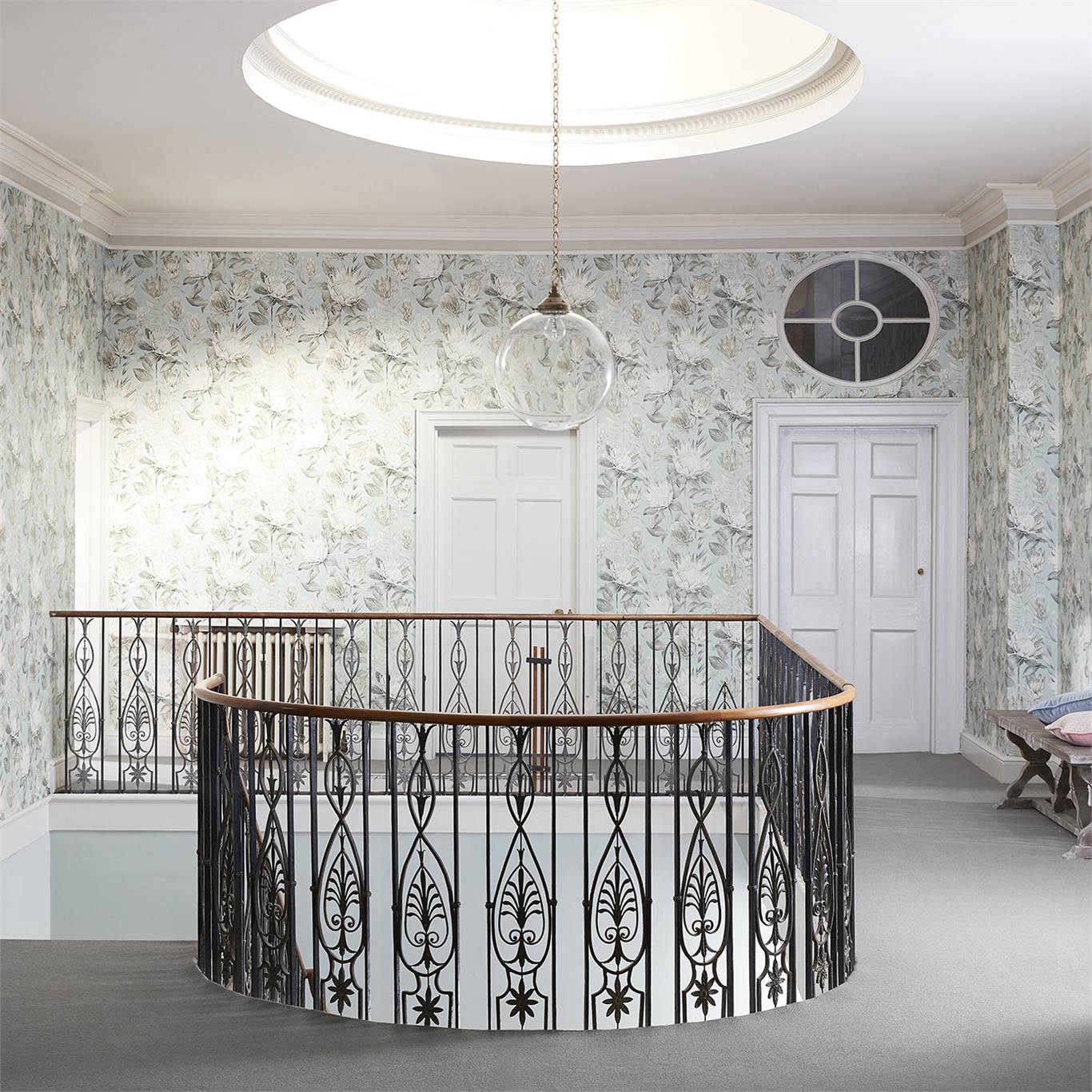 Sanderson - King Protea Aqua/Linen Glasshouse Wallpapers