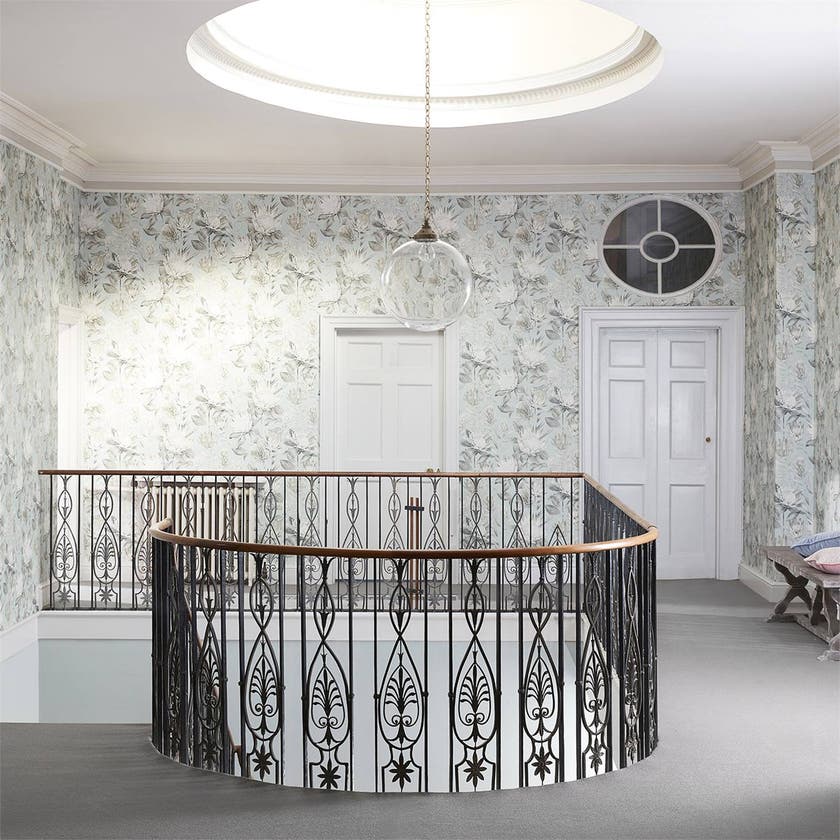 Sanderson - King Protea Aqua/Linen Glasshouse Wallpapers