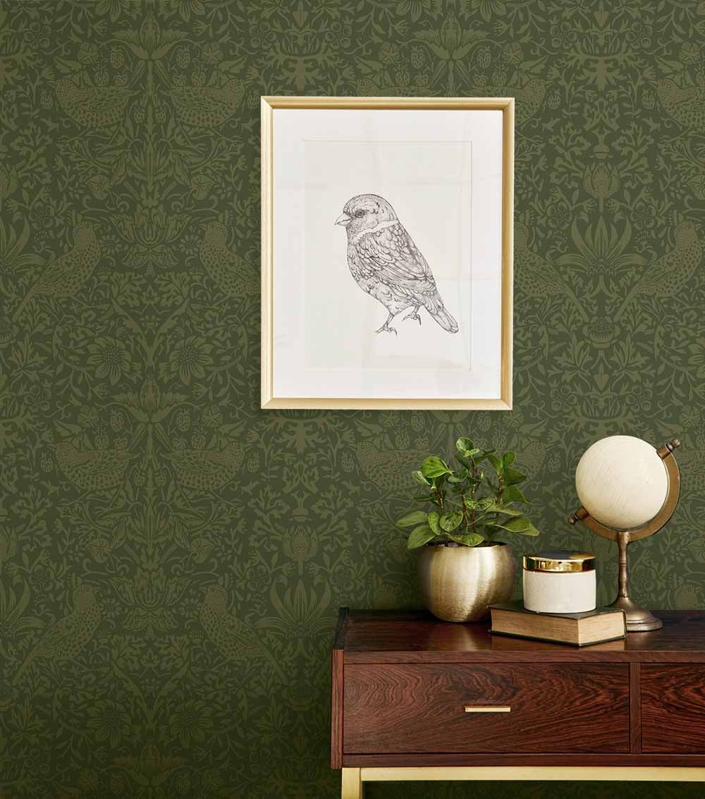 Carma - Peel & Stick Tonal Bird Garden Moss Green NW54404