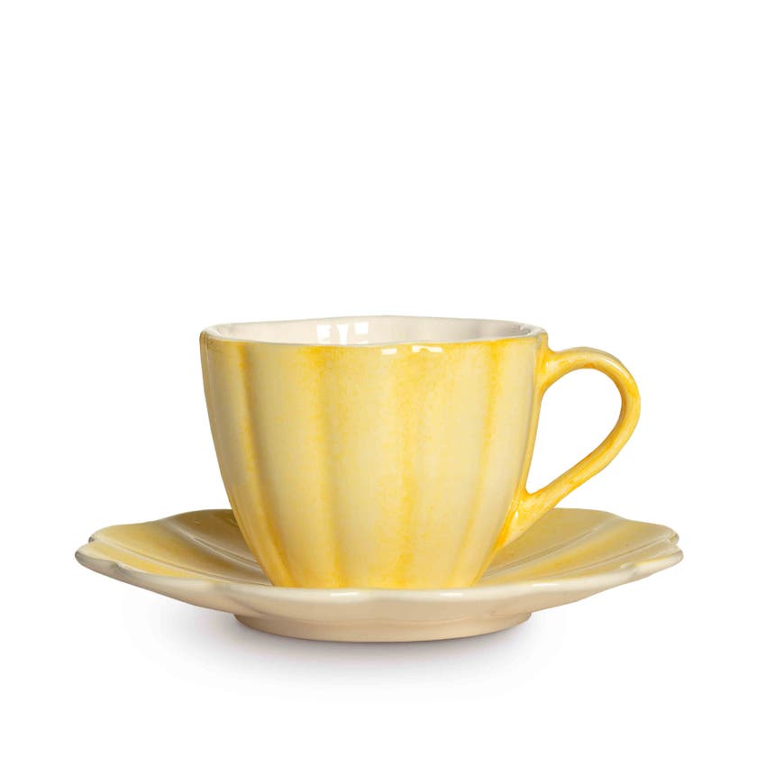 Oyster Kopp med fat 25 cl Gul