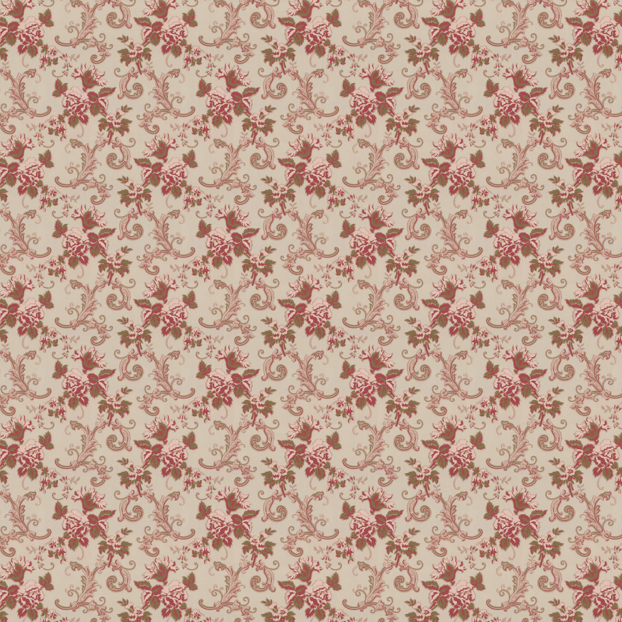 Lim & Handtryck - Hovdala blomma - Grå/Röd x112-30