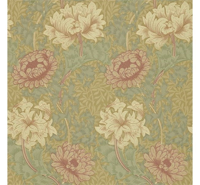 Morris & Co - Chrysanthemum Pink/Yellow Morris Wallpaper Compilat