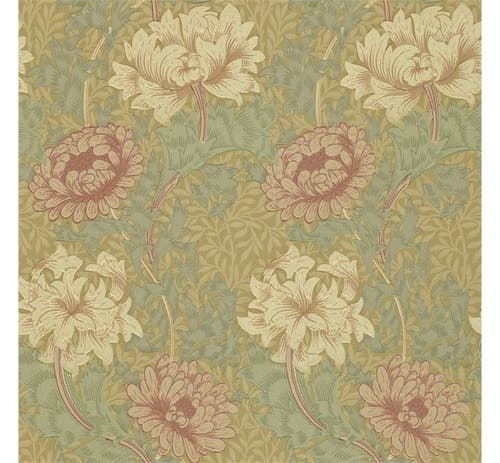Morris & Co - Chrysanthemum Pink/Yellow Morris Wallpaper Compilat
