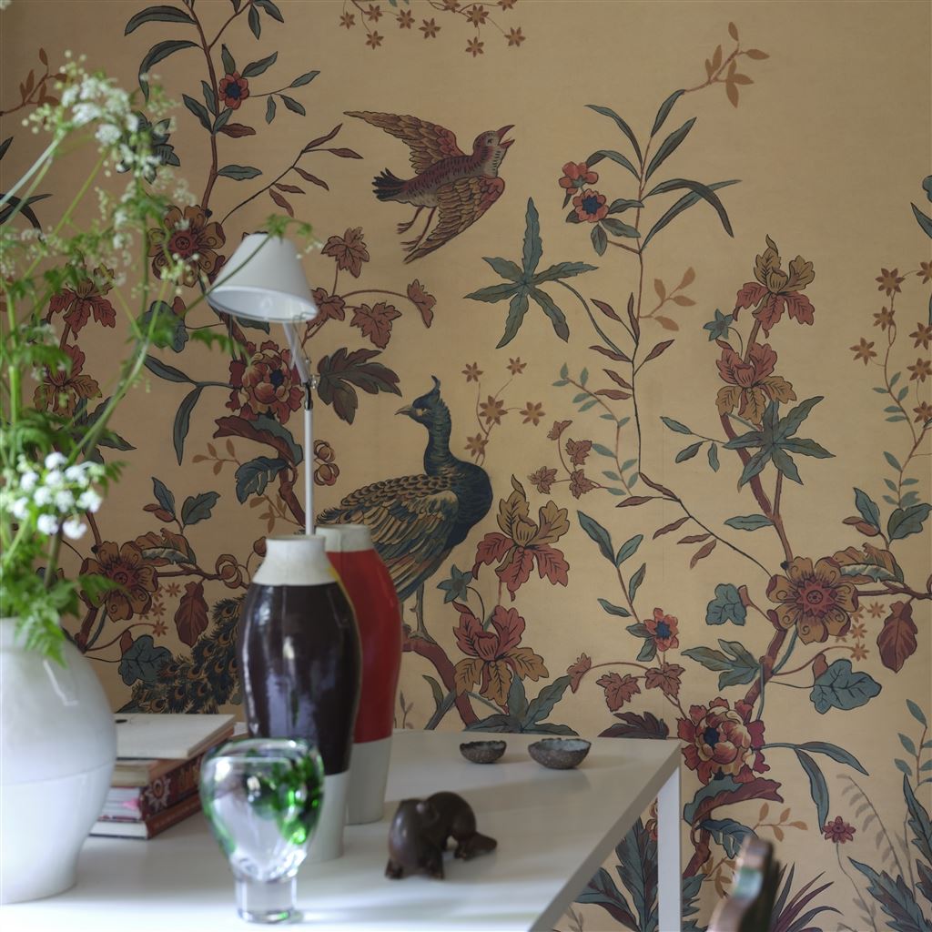 Peacock Toile Scene 1 Picture Book Wallpapers I