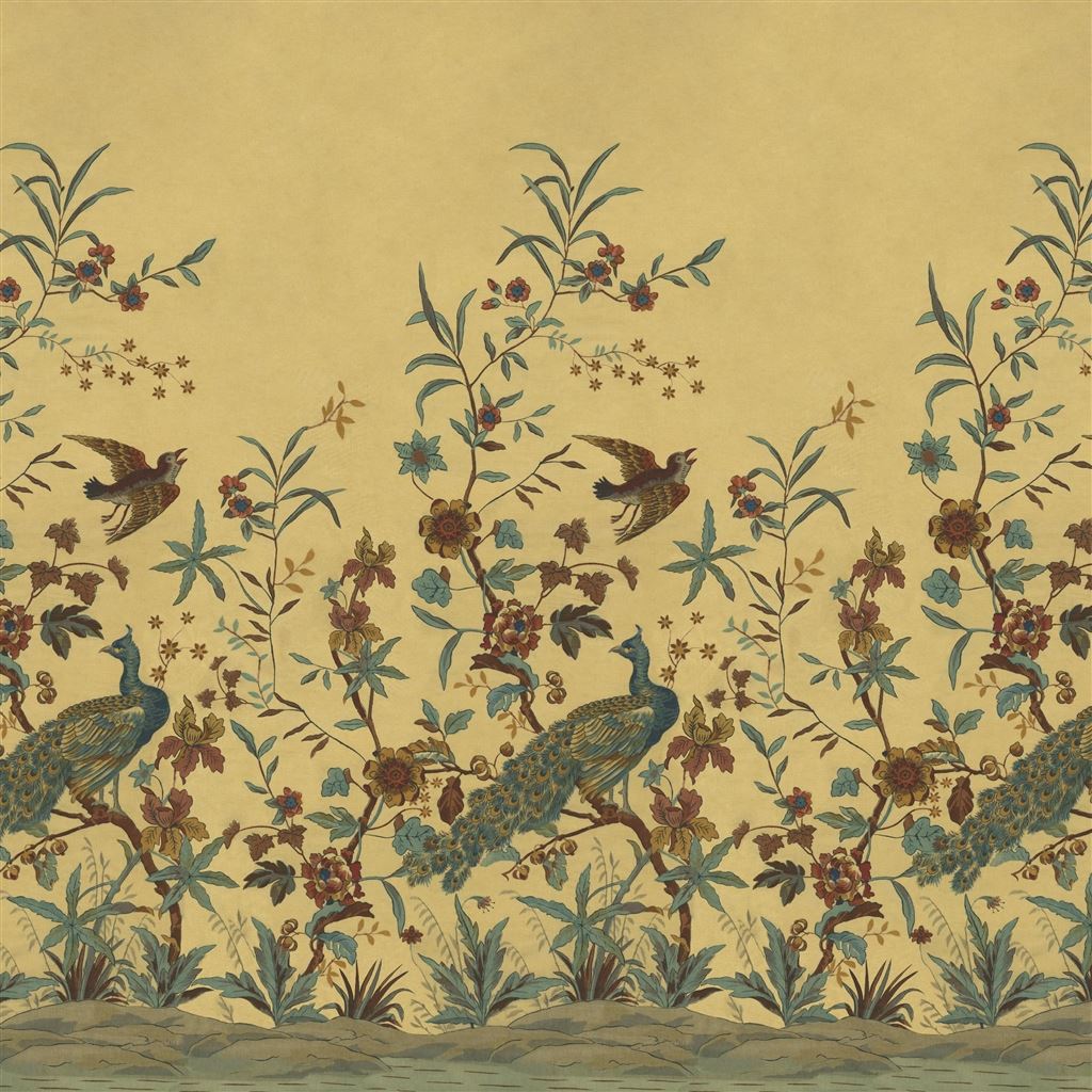 Peacock Toile Scene 1 Picture Book Wallpapers I