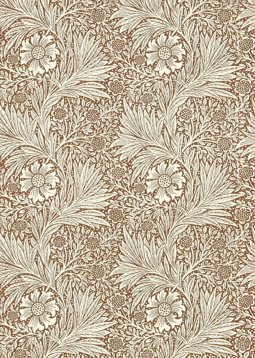 Morris & Co - Marigold Chocolate/Cream Queen Square Wallpapers