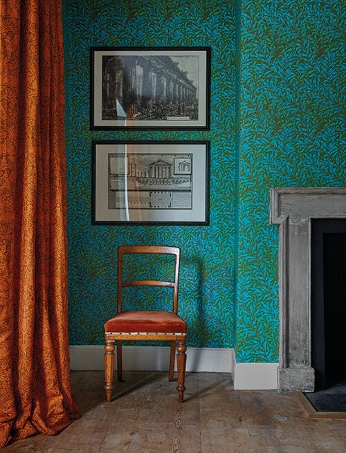 Morris & Co - Willow Boughs Olive/Turqu Queen Square Wallpapers