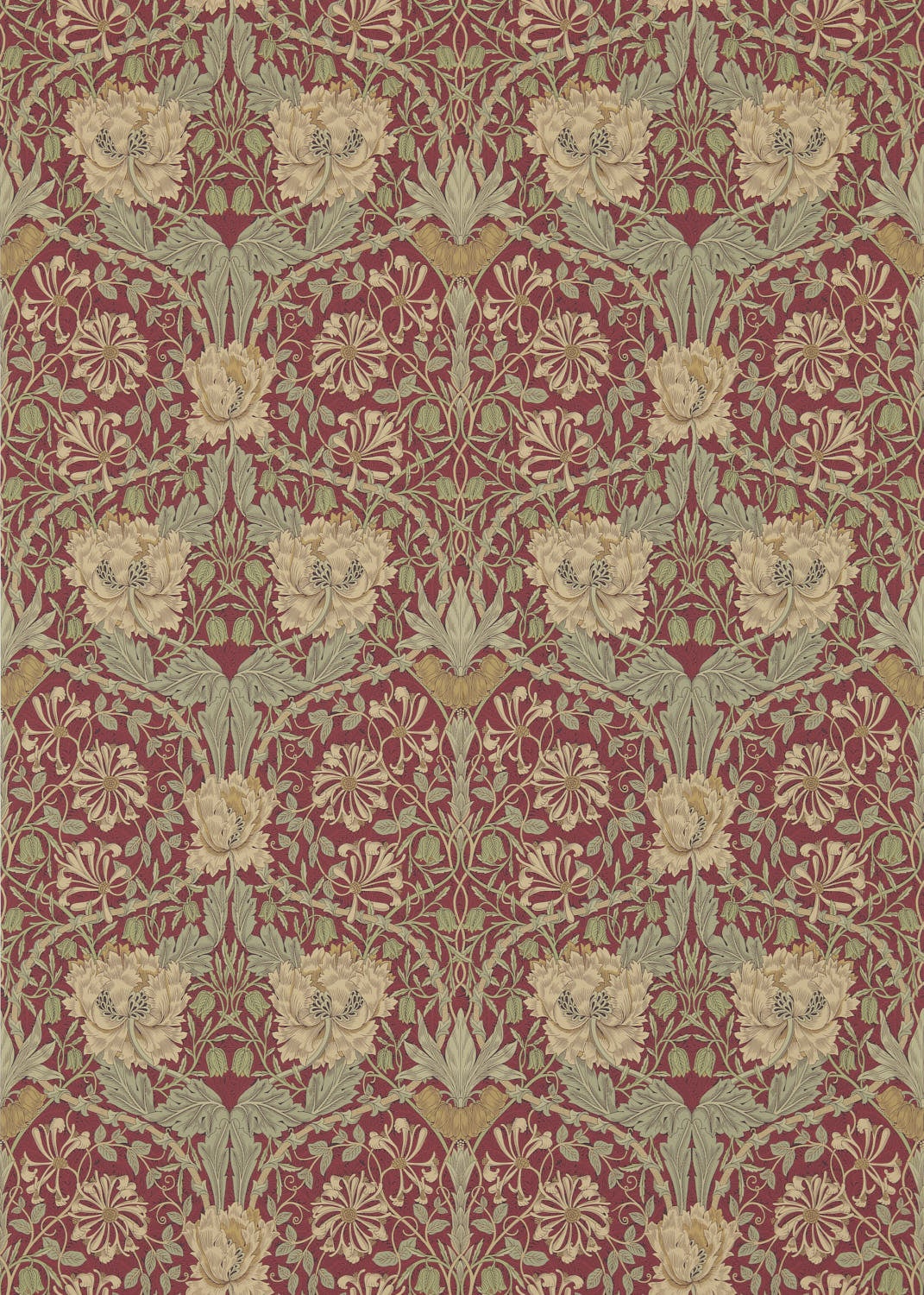 Morris & Co - Honeysuckle & Tulip Red/G Morris and Friends Wallpa
