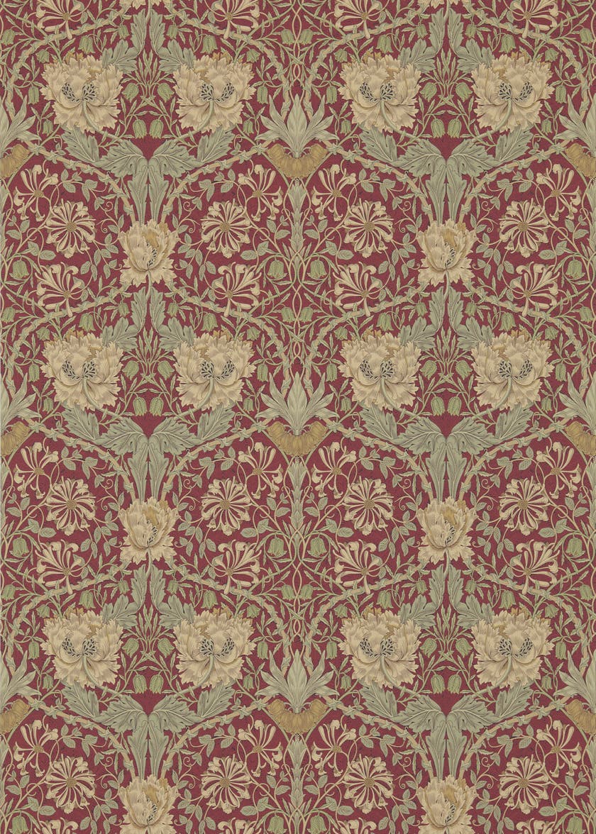 Morris & Co - Honeysuckle & Tulip Red/G Morris and Friends Wallpa
