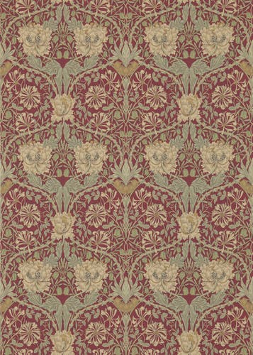 Morris & Co - Honeysuckle & Tulip Red/G Morris and Friends Wallpa