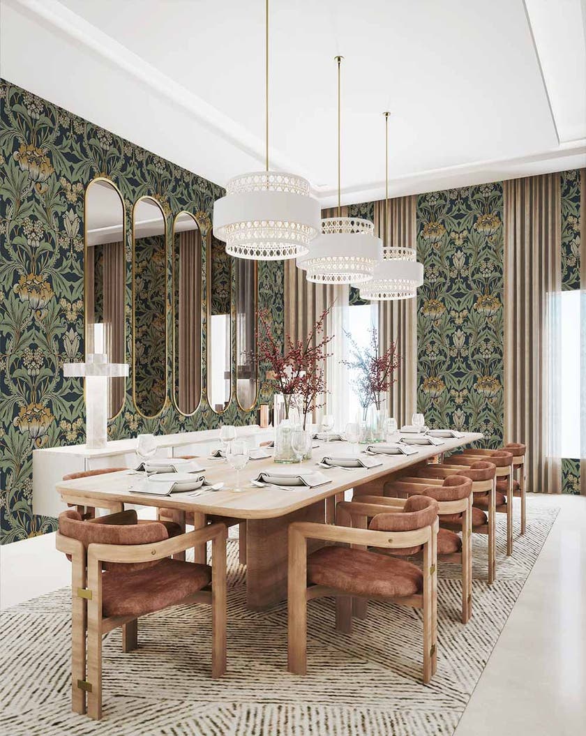 Carma - Peel & Stick Primrose Floral Midnight Blue & Goldenrod NW44404