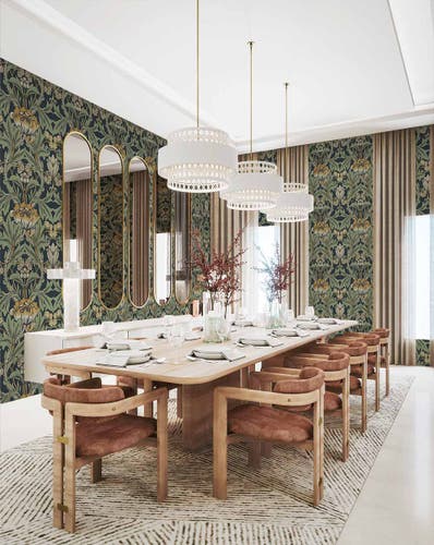 Carma - Peel & Stick Primrose Floral Midnight Blue & Goldenrod NW44404